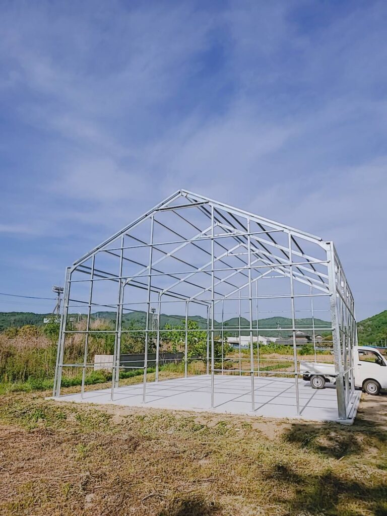 岡山市北区御津 農業用倉庫 | 農業新規参入、ビニールハウスの設計 